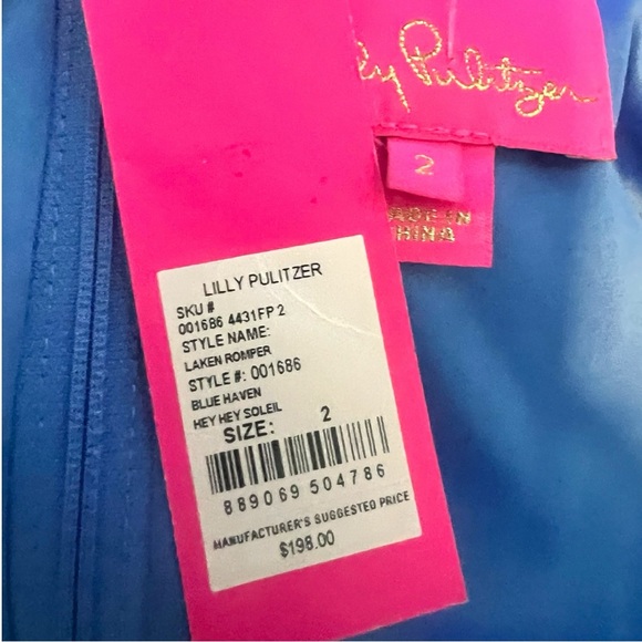 NEW LILLY PULITZER Laken Romper in Blue Haven Size 2 - Picture 4 of 6